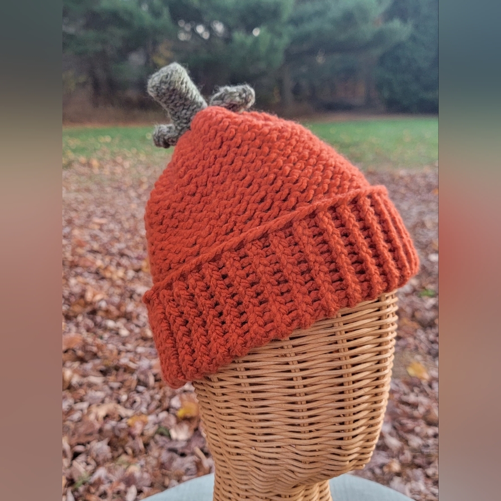 Orange Knit Pumpkin Hat